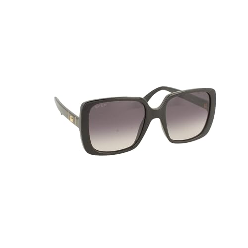 Gucci Women's Casual Rectangular Sunglasses, Black-Black-Grey, 56