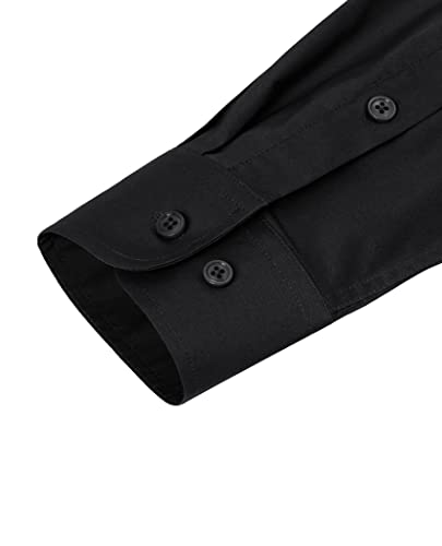Lion Nardo Cotton Dress Shirts for Mens Black Button Down Shirts Long Sleeve Wrinkle Free Dress Shirt Business Casual Shirt Formal Wedding Regular Fit