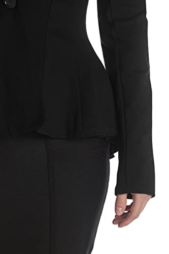 Hybrid & Company Women Double Notch Lapel Office Blazer JK43864 1073T BLACK Small
