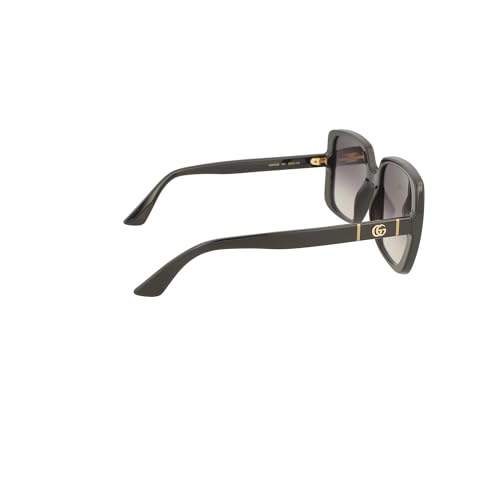 Gucci Women's Casual Rectangular Sunglasses, Black-Black-Grey, 56