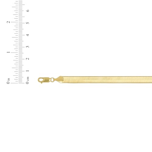 Floreo 14k Yellow Gold 6mm Solid Herringbone Chain Bracelet or Anklet 7 Inch