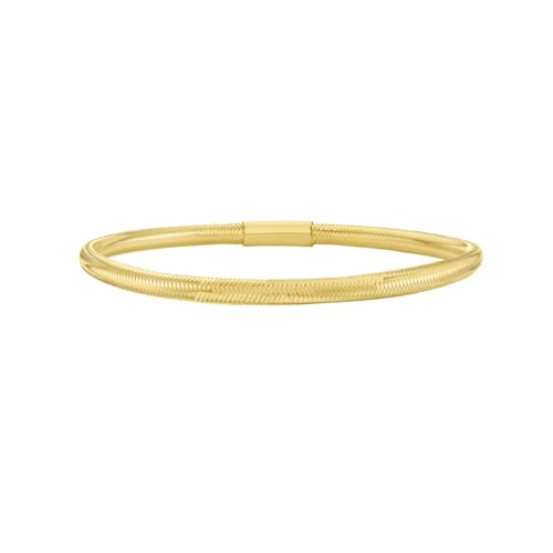 Floreo 14k Yellow Gold 3.4mm Stretch Mesh Slip-on Bracelet, 7 Inch