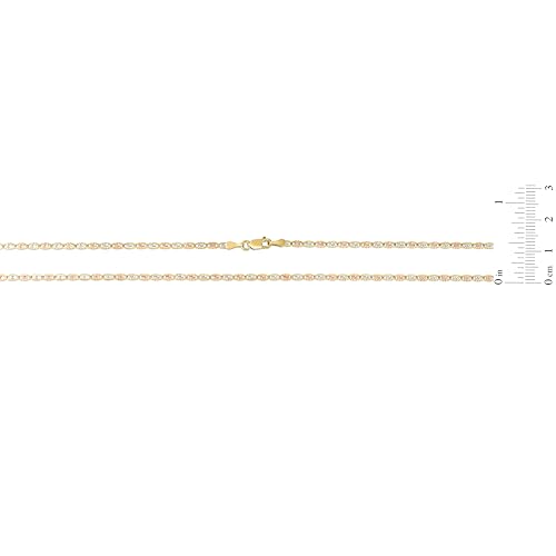 Floreo 14k Tri-Color Gold 2mm Solid Diamond Cut Valentino Chain Necklace 20 Inch