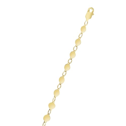 Floreo 14k Yellow Gold 4mm Round Mirror Link Bracelet, 7 Inch
