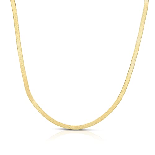 Floreo 14k Yellow Gold 1.5mm Solid Herringbone Chain Necklace 16 Inch