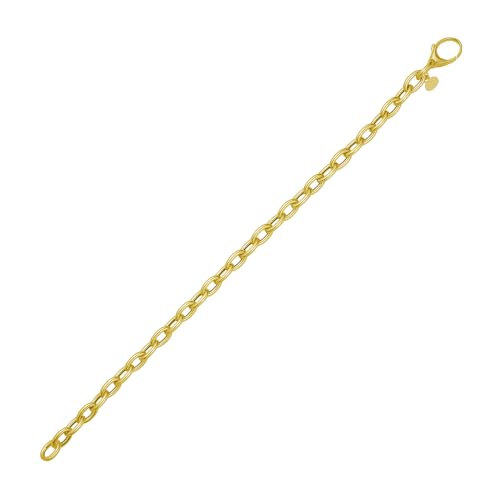 Floreo 14k Yellow Gold Oversized Charm Lock 5mm Rolo Link Bracelet, 7 Inch