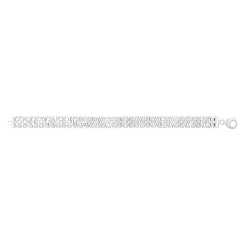 Floreo 14k White Gold 9.5mm Brick Watch Band Panther Link Bracelet, 7.25 Inch