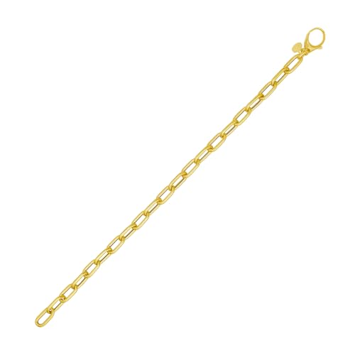 Floreo 14k Yellow Gold Oversized Charm Lock 5mm Paperclip Link Bracelet, 7 Inch