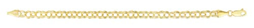 Floreo 14k Yellow Gold or White Gold 3mm Solid Small Double Chino Link Charm Bracelet, 6 Inch or 7 Inch