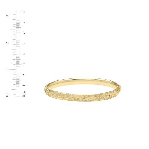 Floreo 14k Yellow Gold 6.2mm Solid Floretine Finish Bangle Bracelet 7 Inch