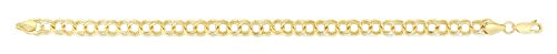 Floreo 14k Yellow Gold 5.5mm Solid Medium Double Chino Link Charm Bracelet, 7 Inch or 8 Inch
