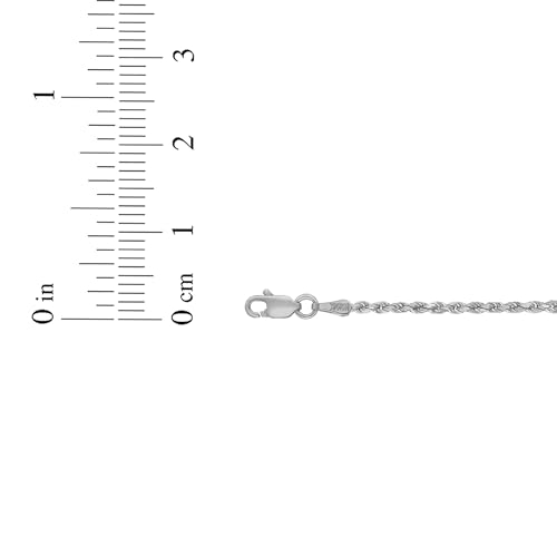 Floreo 14k White Gold 3mm Solid Rope Chain Bracelet 7 Inch