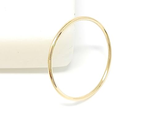 Solid 14k Gold Thin Stacking Ring (yellow-gold, 7)