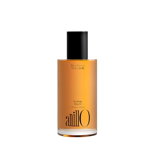 ANILLO Argan Jojoba Body Oil for Dry Skin, Fig Whisky Scent, 3.38 fl oz