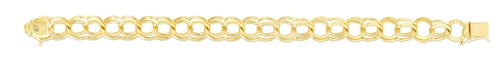 Floreo 14k Yellow Gold 10mm Solid Large Double Chino Link Charm Bracelet, 7 Inch or 8 Inch