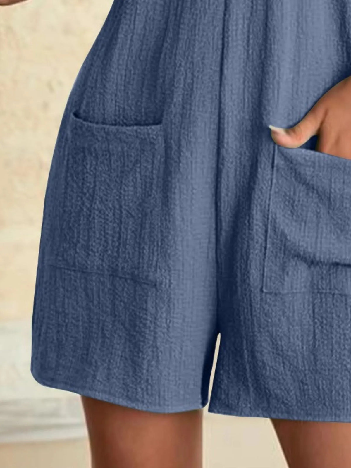 Full Size Knot Strap Romper with Pockets Plus Size