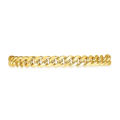 Floreo 14k Yellow Gold 7.22mm Semi-Lite Miami Cuban Chain Bracelet - 8.5 inch