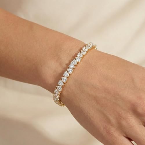 P3 POMPEII3 Pompeii 10.50Ct Heart Cut Diamond Tennis Bracelet 14k Yellow Gold 7" Lab Grown (EF,VS)