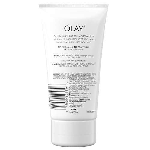 Olay Detoxifying Pore Scrub, Exfoliating Face Wash with Pro-Vitamin B5, 5 oz (Pack of 3)