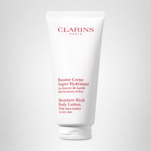 Clarins Moisture-Rich Body Lotion | Intensely Hydrates | Nourishes, Softens and Smoothes | Non-Greasy and Fast Absorbing | 88% Natural Ingredients | Body Cream With Shea Butter | For Dry Skin Types