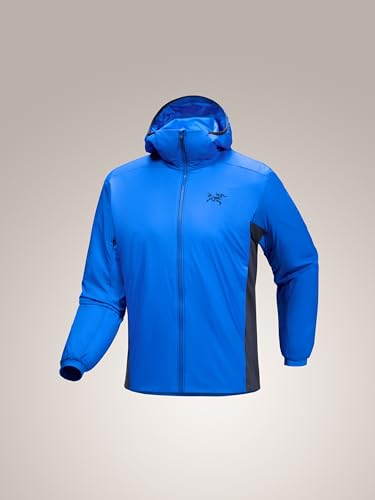 Arc'teryx Atom Hoody Men's | Lightweight Insulated Jacket for Men with Hood | Moisture and Wind Resistance | Fluidity/Black Sapphire, Large