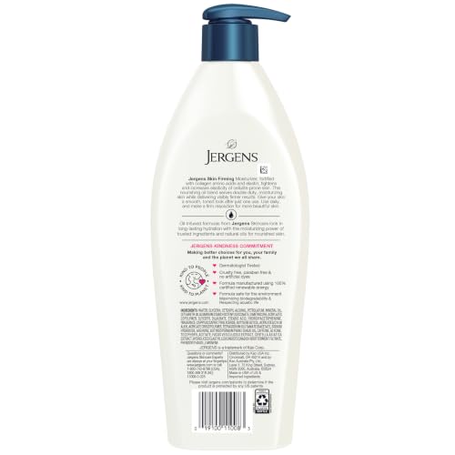 Jergens Skin Firming Body Lotion for Dry to Extra Dry Skin, Skin Tightening Cream with Collagen and Elastin, Dermatologist Tested, Hydralucence Blend Formula, 16.8 Oz