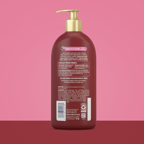 Gold Bond Cherry Crush Hydrating Gel Cream, Juicy Cherry Crush Scent, 24-Hour Hydrating Body Lotion with Hyaluronic Acid and Niacinamide, 14 oz.