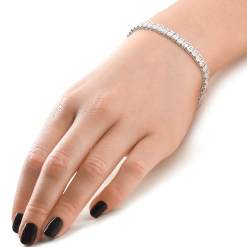 P3 POMPEII3 Pompeii 12.25Ct Emerald Cut Diamond Tennis Bracelet 7" 14k White Gold Lab Grown - Size 7 (EF,VS)