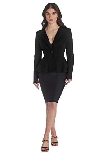 Hybrid & Company Women Double Notch Lapel Office Blazer JK43864 1073T BLACK Small