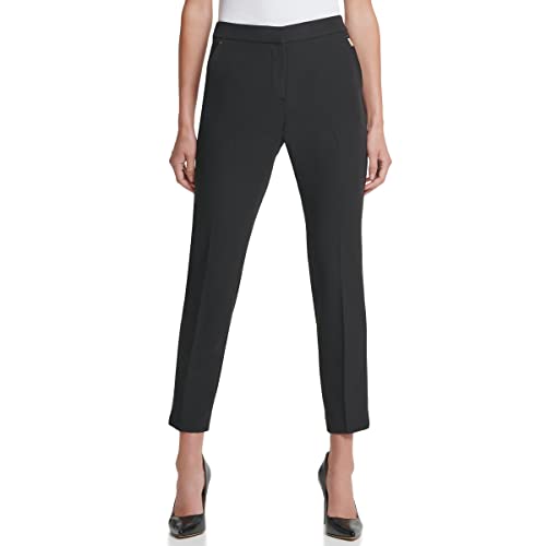 Tommy Hilfiger Womens Sloane Work Pants, Mid-Rise Elastic Waist Dress for Suit, Black, 10 US