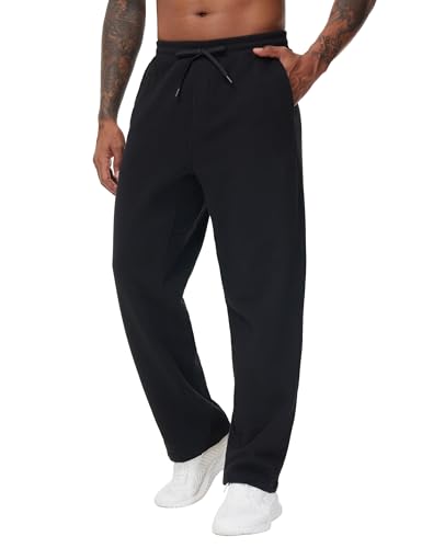 THE GYM PEOPLE Men's Baggy Fleece Workout Sweatpants with Pockets Drawstring Lounge Athletic Running Pants Black