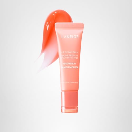 LANEIGE Lip Glowy Balm: Sheer Tinted Lip Treatment Balm Tube with Shea & Murumuru Butters for Hydrating, Moisturizing, Glossy, Non-Sticky Shine, Berry | Korean Skin Care, Grapefruit