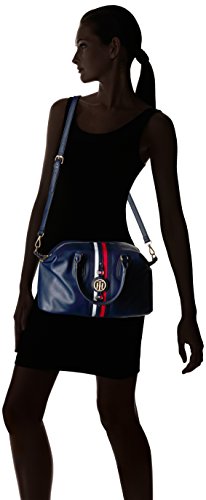 Tommy Hilfiger Women's Satchel Jaden Handbag, Navy Polyvinyl Chloride
