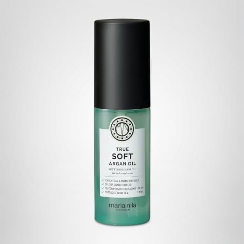 Maria Nila True Soft, Moisturizing Argan Oil For Dry Brittle Hair, Argan Oil Remoisturises & Reduces Frizz, 100% Vegan & Sulfate/Paraben free, 1.0 Fl Oz