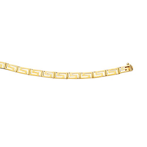 Floreo 14k Yellow Gold 5.5mm Greek Key Link Bracelet, 7.25 Inch
