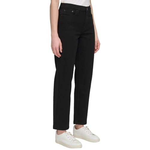 Calvin Klein Women High Rise Straight Leg Jean (US, Numeric, 12, Regular, Regular, Black Jet)