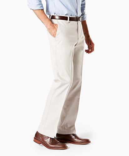 Dockers Men's Straight Fit Signature Lux Cotton Stretch Khaki Pant-Creased, Cloud, 34W x 30L