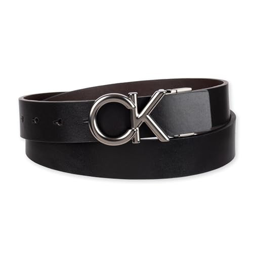 Calvin Klein Men's Two-in-One Reversible CK Plaque Logo Dress Belt