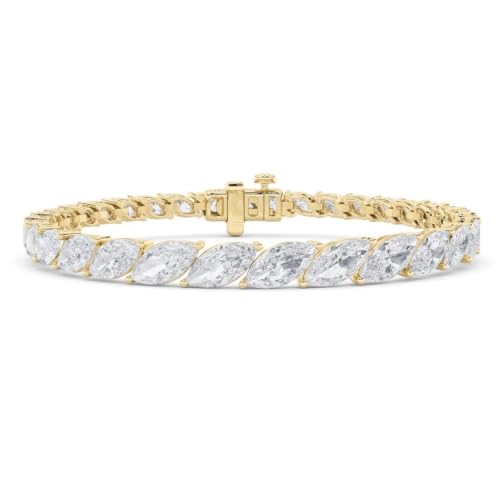 P3 POMPEII3 Pompeii 13Ct Marquise Diamond Tennis Bracelet 14k Gold Lab Grown 7" (F/G,VS1-VS2)