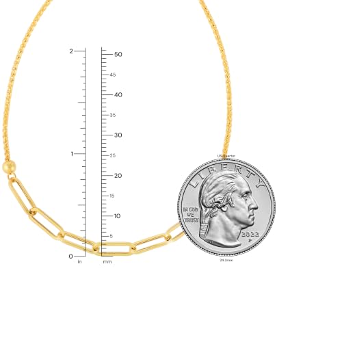 Floreo 14k Yellow Gold 3.2mm Paperclip Bolo Link Friendship Bracelet, Adjustable 9.25 Inch