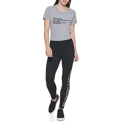 DKNY Jeans Women's Casual Mid Rise Logo Leggings, BLK/WHT, XL