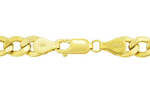 Nuragold 10k Real Yellow Gold Cuban Curb Link 6.5mm Chain Necklace, 16"-30" - 24"