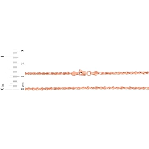 Floreo 10k Rose Gold 2.5mm Solid Rope Chain Diamond Cut Bracelet or Anklet 7 Inch