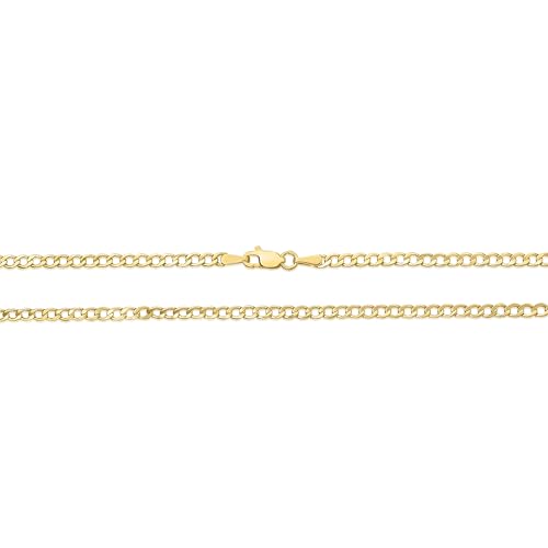Floreo 10k Yellow Gold 2.5mm Hollow Cuban Curb Link Anklet or Bracelet 10 Inch