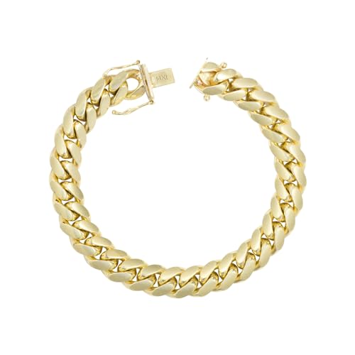 Nuragold 14k Real Yellow Gold Miami Cuban 10mm Solid Chain Mens Bracelet - 7.5"