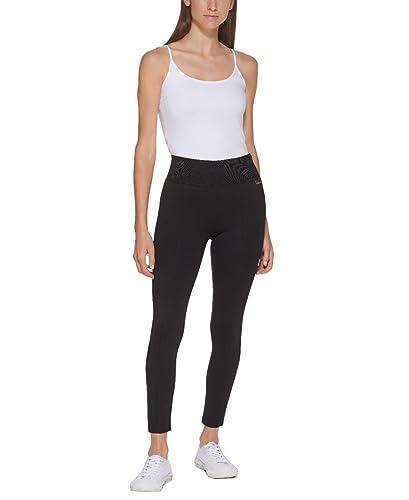 Calvin Klein Women's Modern Essential Power Stretch Legging with Waistband, Black, Medium