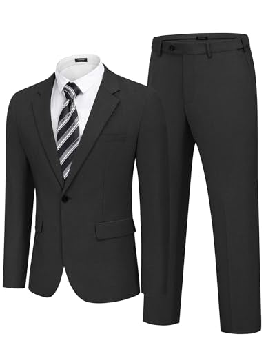 COOFANDY Men's Suits Regular Fit 2 Piece Suit Set Casual Blazer and Pants for Wedding Prom Party Dinner Business Black