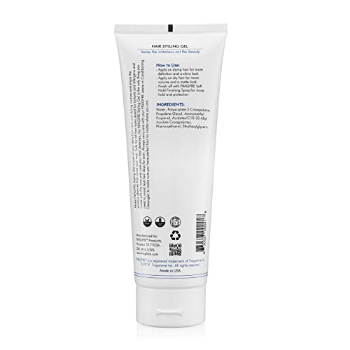 FRAGFRE Styling Gel Fragrance Free 8 oz Medium Hold - Hair Styling Gel for Sensitive Skin - Hypoallergenic Parabens Free - Gluten Free Vegan Cruelty Free - for Men Women and Children