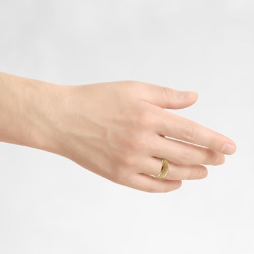 P3 POMPEII3 Pompeii Mens 14K Yellow Gold 7MM Hammered Bevel Comfort Wedding Ring Band - Size 12