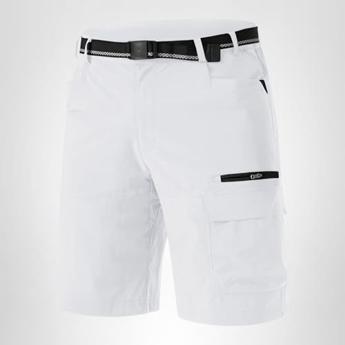 TACVASEN Mens Golf Shorts 10" Cargo Casual Dress Shorts Quick Dry Water Resistant Summer Hiking Travel Business Zipper Pockets White 30